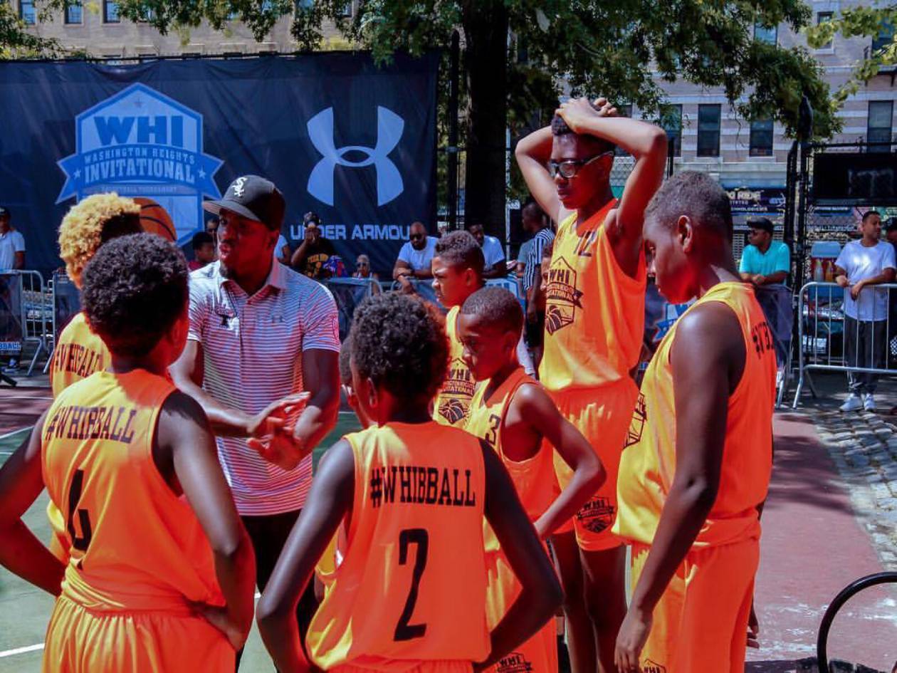 Kids playing basketball