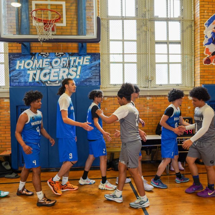 Students in the basketball court